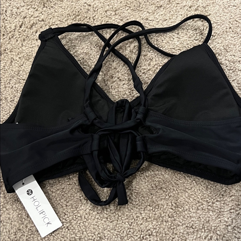 Black Strappy Women's Bikini Top - Picture 3 of 4